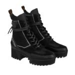 Louis Vuitton Black Suede, Mesh And Leather Laureate Platform Desert Ankle Boots - Image 2