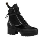Louis Vuitton Black Suede, Mesh And Leather Laureate Platform Desert Ankle Boots