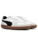 PUMA Palermo Leather Trainers in White & Black - Image 2