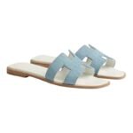 Hermes Blue Denim Oran Flat Sandals - Image 2