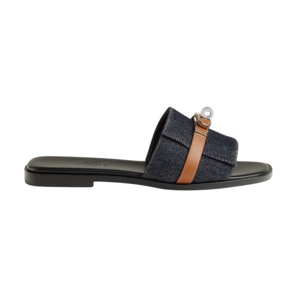 Hermes Giulia sandal Bleu Brut / Naturel