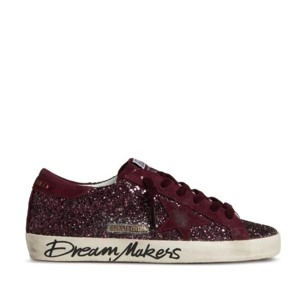 Golden Goose a Super-Star LTD in cherry glitter with cherry suede star