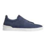 Zegna Grey Mélange Suede Triple Stitch Sneakers
