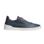 ‘Zegna Navy BLUE DEERSKIN TRIPLE STITCH SNEAKERS