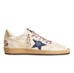 Golden Goose Ball Star in nappa leather with blue suede star and platinum leather heel tab