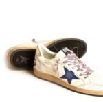 Golden Goose Ball Star in nappa leather with blue suede star and platinum leather heel tab - Image 4