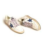 Golden Goose Ball Star in nappa leather with blue suede star and platinum leather heel tab - Image 3