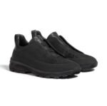 Zegna – Triple Stitch Monte Grained Calf Leather Black Slip On Sneakers - Image 2