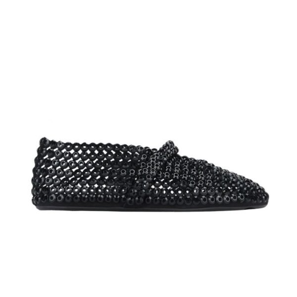 Alaïa Suede Glass-Embellished Ballet Black